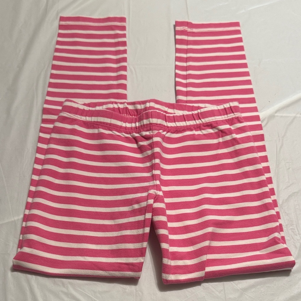 Gymboree Pink and White Striped Leggings medium 7/8